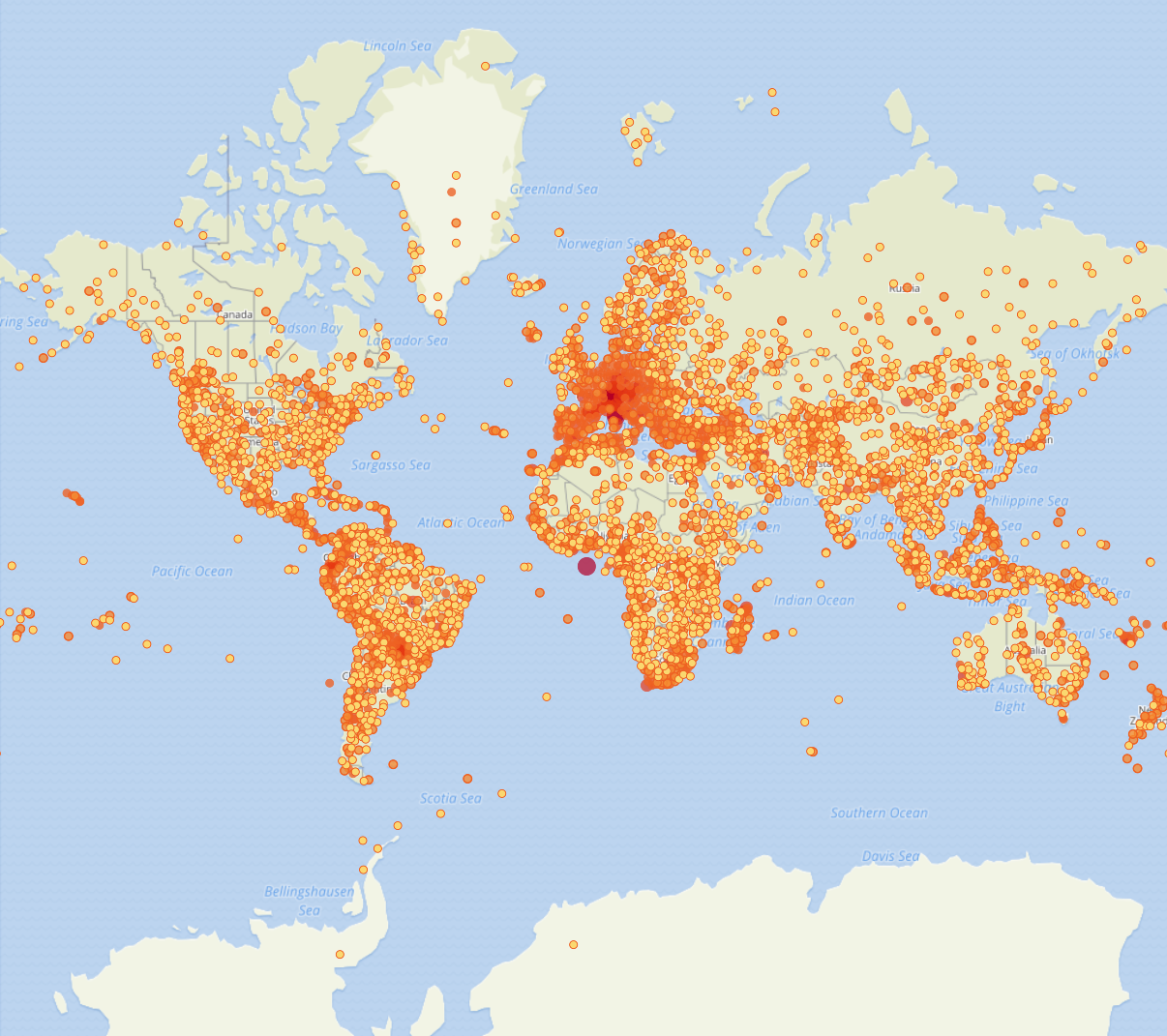 Map of published records
