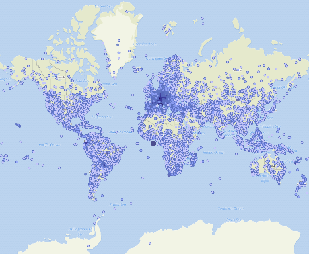 Map of published records