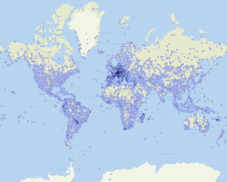 Map of published records
